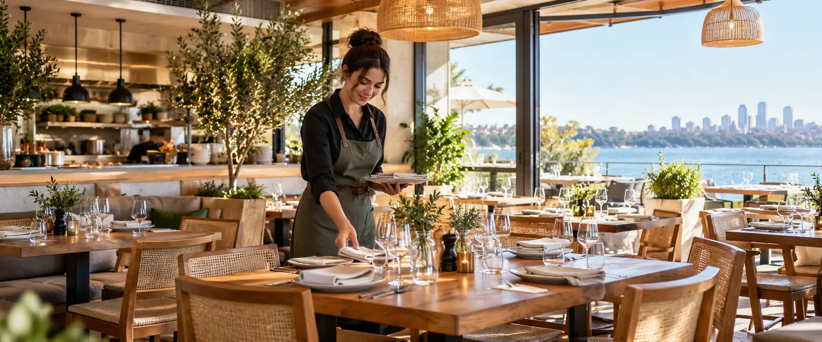 Restaurant staff setting tables – hospitality insurance by Shielded Insurance